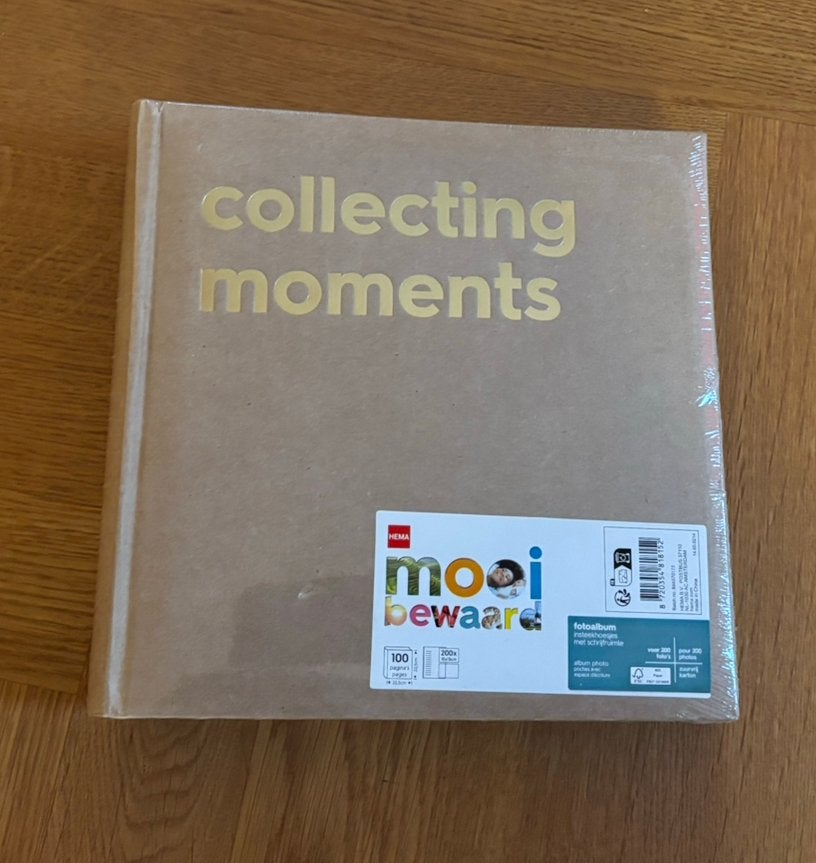 Fotoalbum HEMA (insteekhoesjes en schrijfruimte) NIEUW, Ophalen, Beige, Zo goed als nieuw, Met insteekhoezen