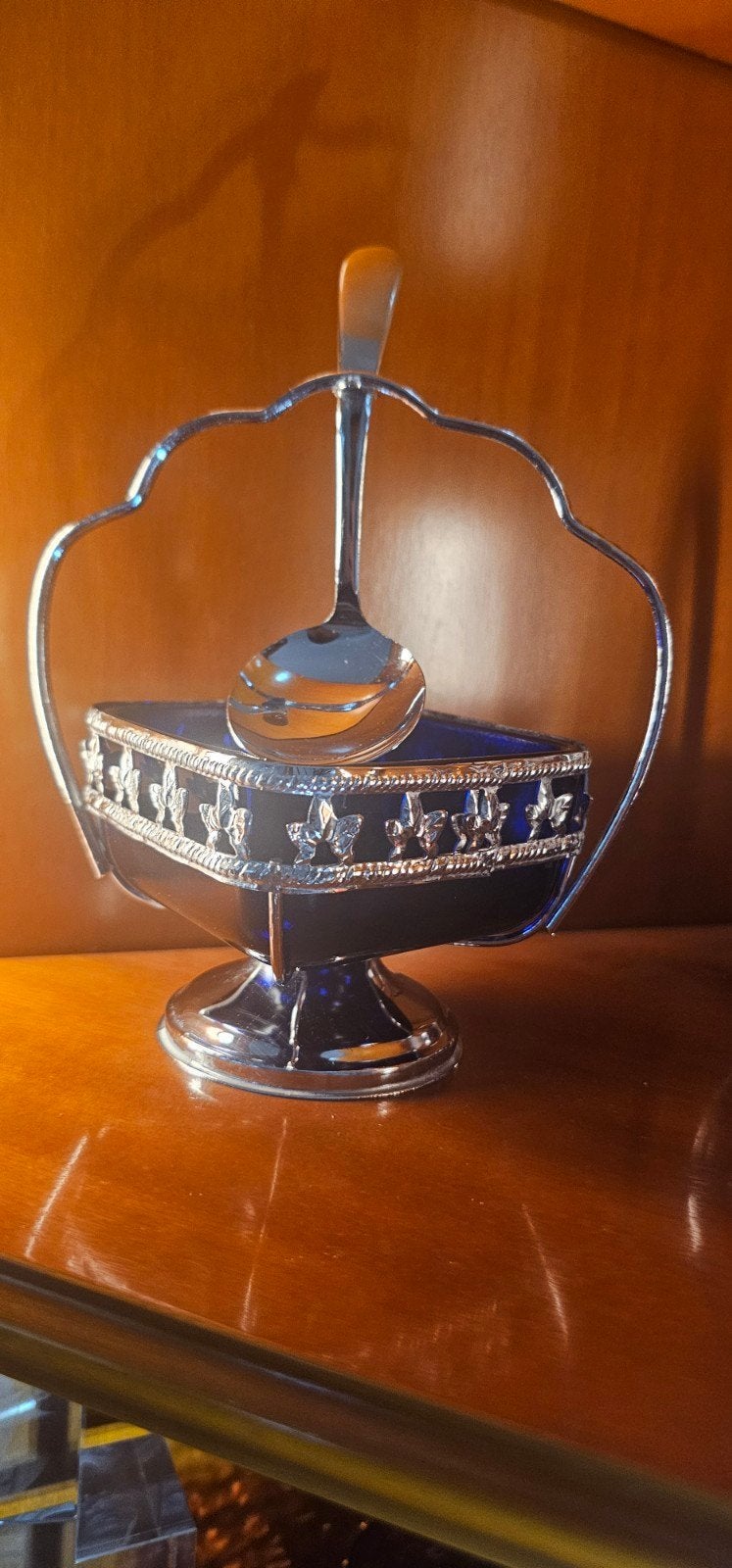 Antiek suikerschaaltje met lepel - Made in England, Antiek en Kunst, Ophalen of Verzenden, Zilver
