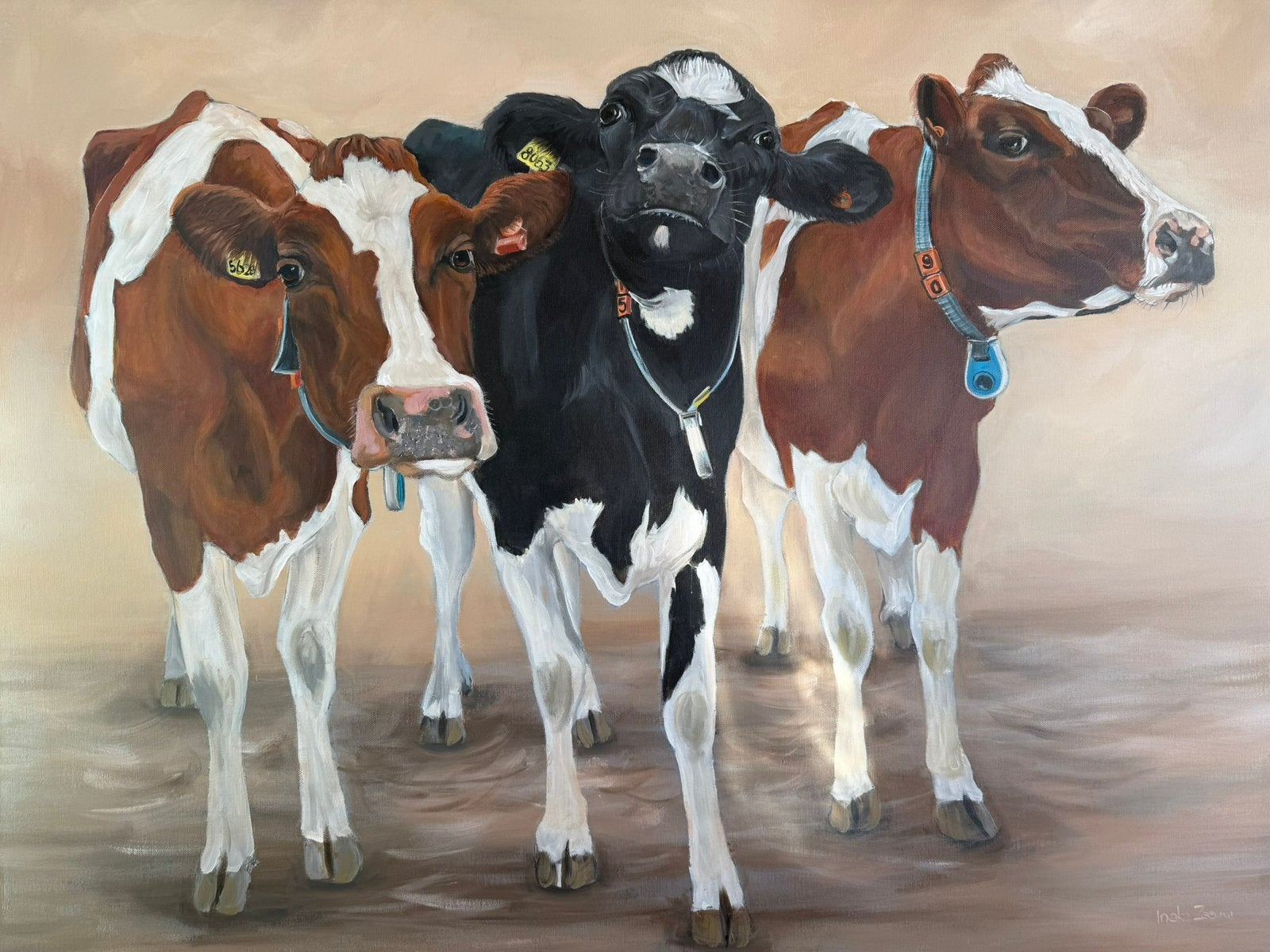 Schilderij koeien, 50 – 75, Oorspronkelijke maker, Ophalen of Verzenden, Zo goed als nieuw