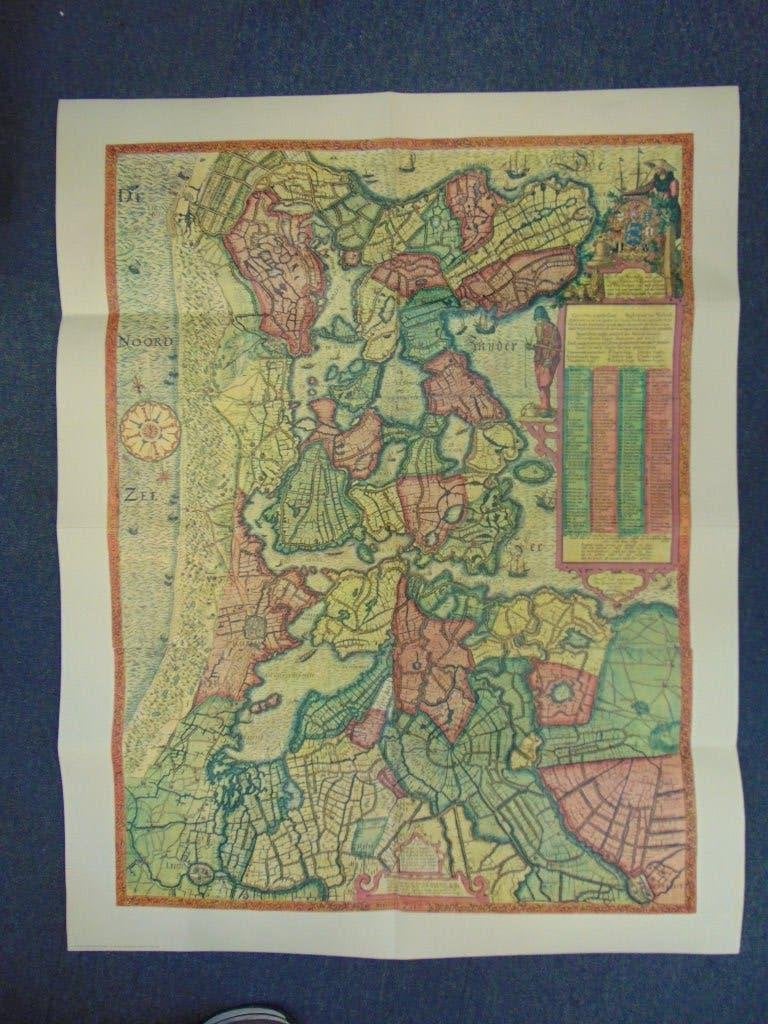 fraaie herdruk Carte van Noorthollant 1575; 82,5 x 105 cm, Boeken, Gelezen, Ophalen of Verzenden, Landkaart, 1800 tot 2000