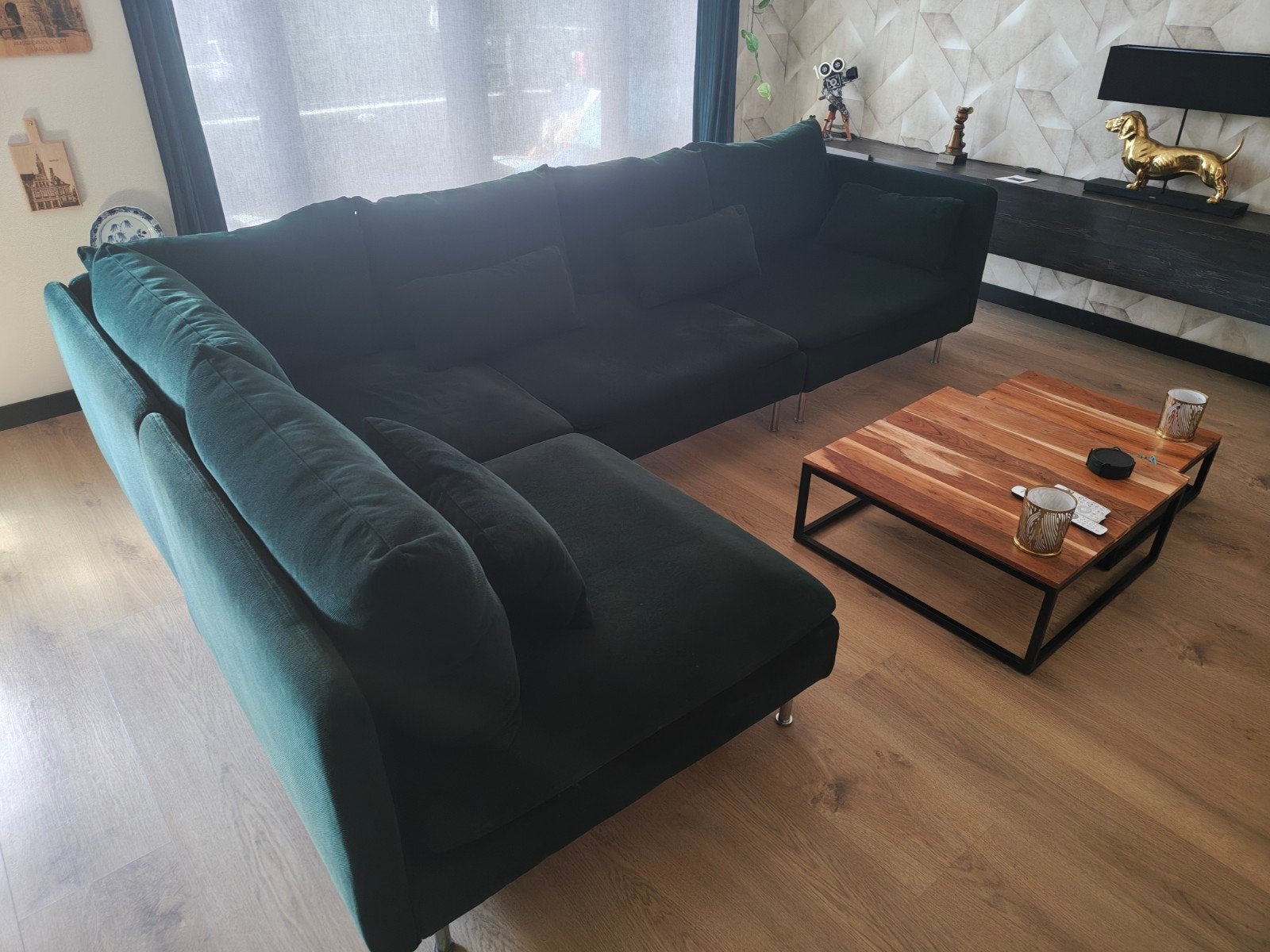 Ikea Soderhamn 2x hoekzit en 2x 1-zits donkergroen, Huis en Inrichting, Banken | Bankstellen, Ophalen, Gebruikt, Vierpersoons of meer