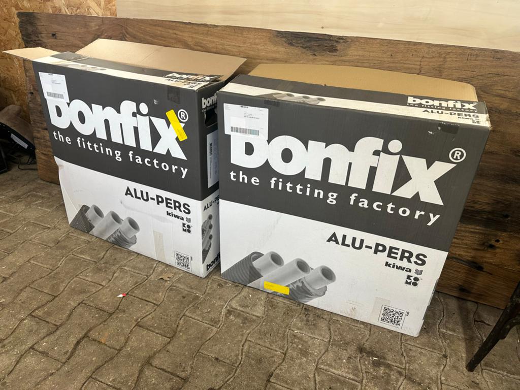 2x Bonfix Alu-Pers Waterleiding Nieuw in Doos (Rood & Blauw), Ophalen, Minder dan 20 mm, 6 meter of meer, Rechte buis