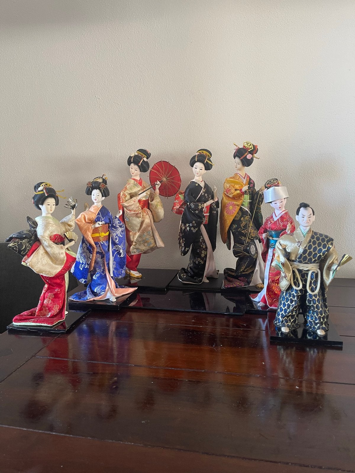 Verzameling van 7 originele Japanse poppen in klederdracht, Ophalen of Verzenden, Gebruikt, Pop