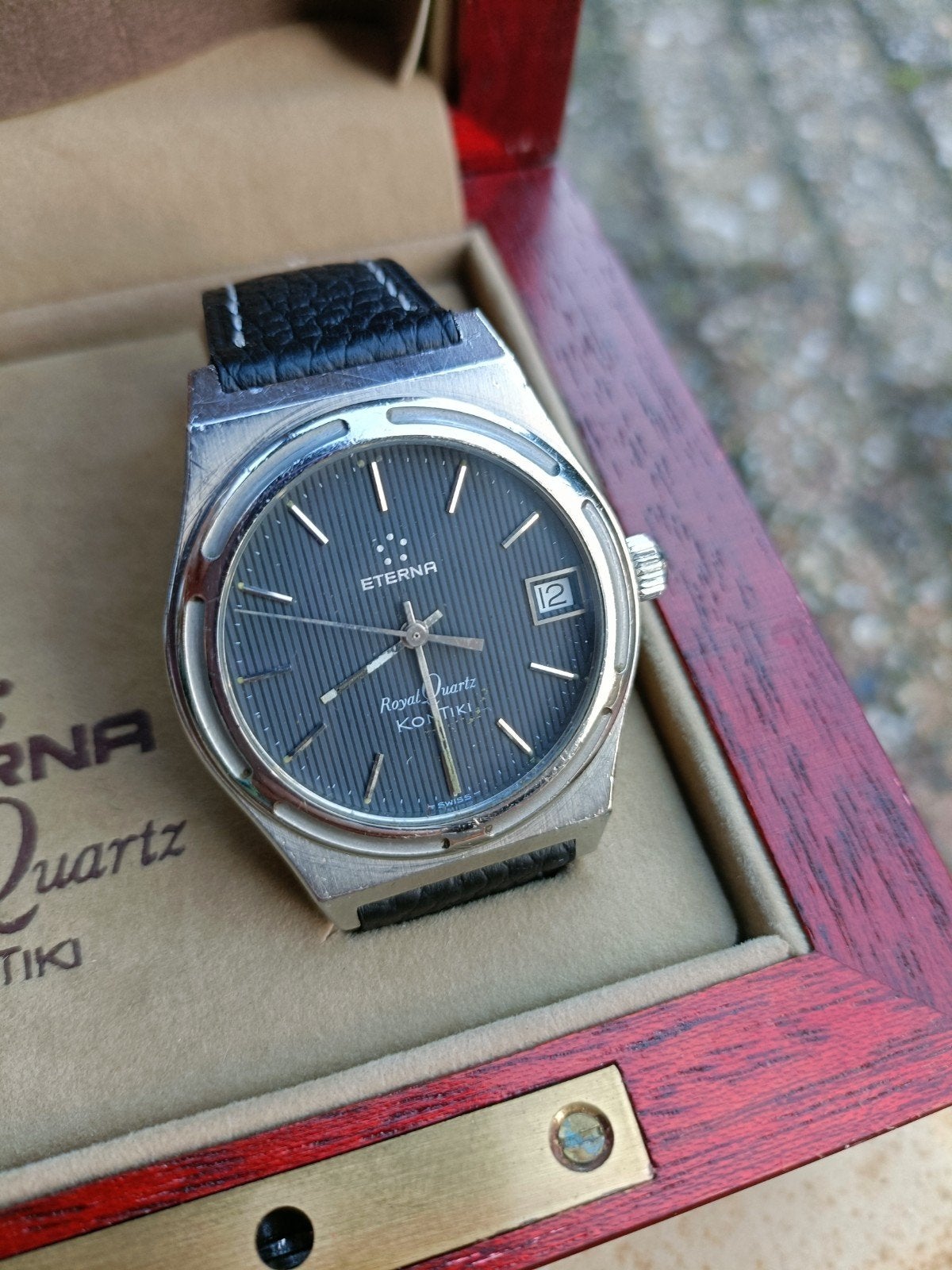 Eterna KonTiki Royal Quartz Vintage Heren Horloge Zie Fotos, Overige merken, Staal, Met bandje, Polshorloge