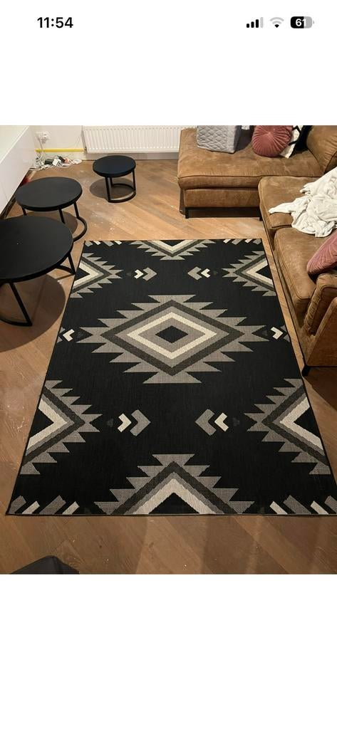 Vloerkleed zwart - wit Aztec 160x230 als nieuw, Ophalen, 150 tot 200 cm, 200 cm of meer, Zo goed als nieuw