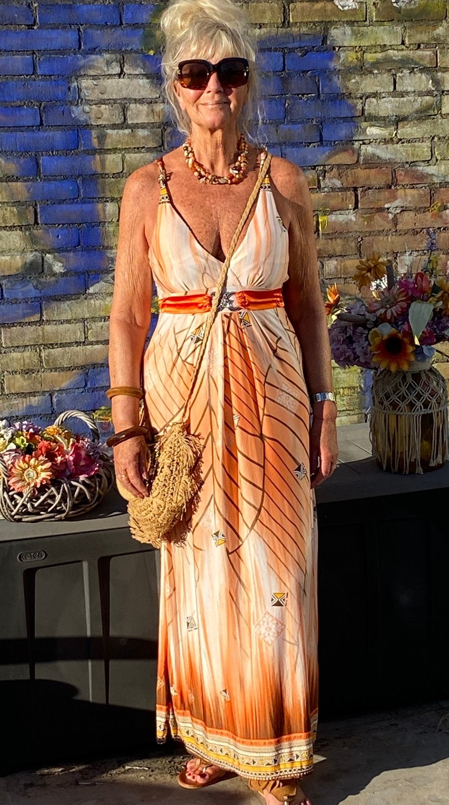 Ibiza jurk Boho Bohemien mt 38-40, Ophalen of Verzenden, Zo goed als nieuw, Maat 38/40 (M), Onder de knie