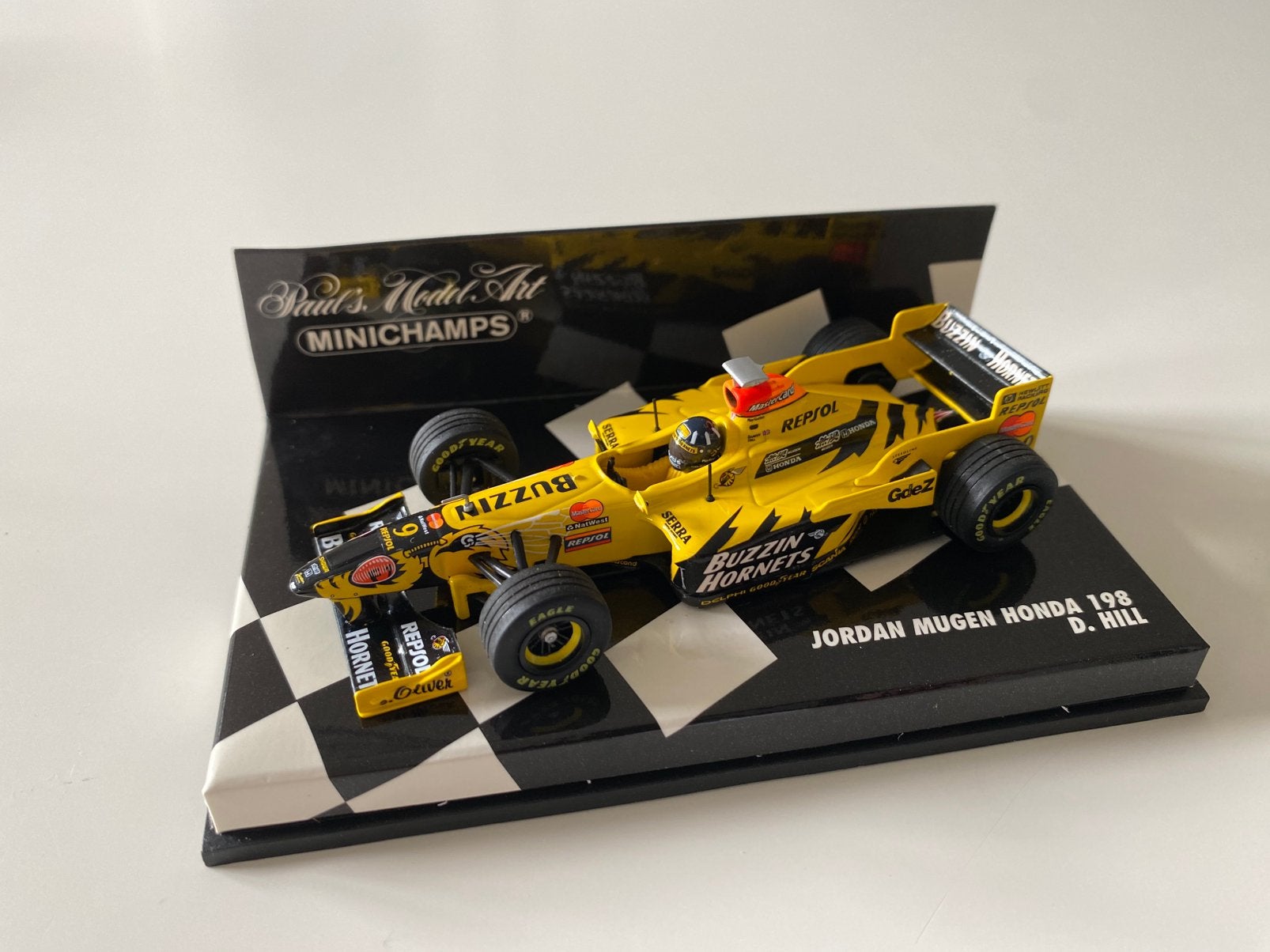 Jordan Mugen Honda 198 D.Hill  Minichamps, Verzenden, Zo goed als nieuw, Auto, MiniChamps