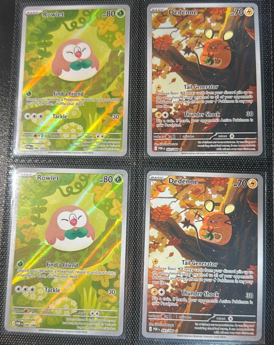 2x Rowlet x 2x dedenne, Hobby en Vrije tijd, Verzamelkaartspellen | Pokémon, Ophalen of Verzenden, Nieuw