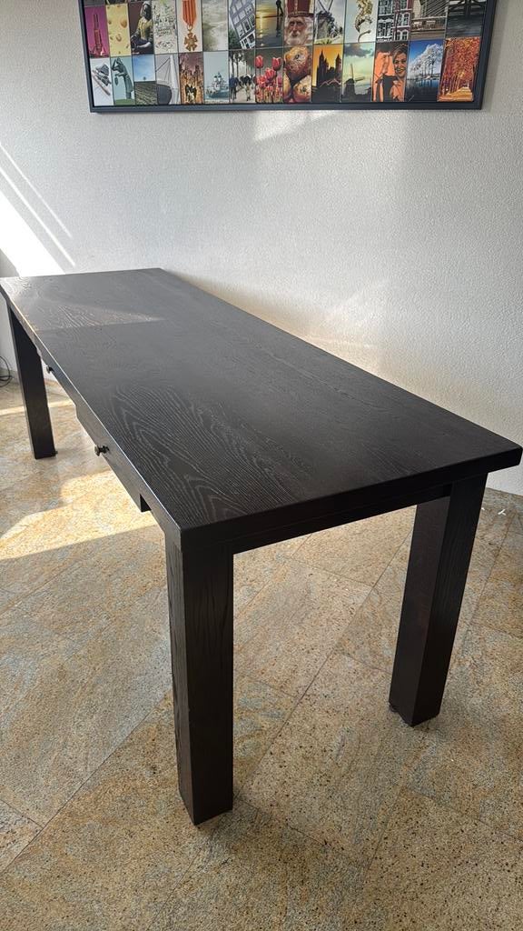 Bureau / eettafel massief eiken, Ophalen, Opbergruimte, Gebruikt, 210 cm