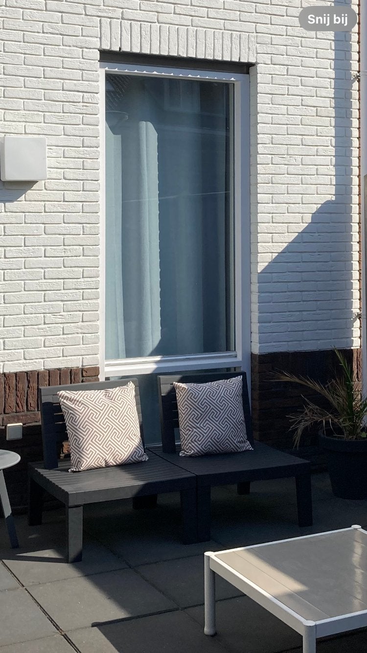 Kunststof Tuinbankjes - Donkergrijs, Tuin en Terras, Tuinbanken, Ophalen, Gebruikt, Kunststof