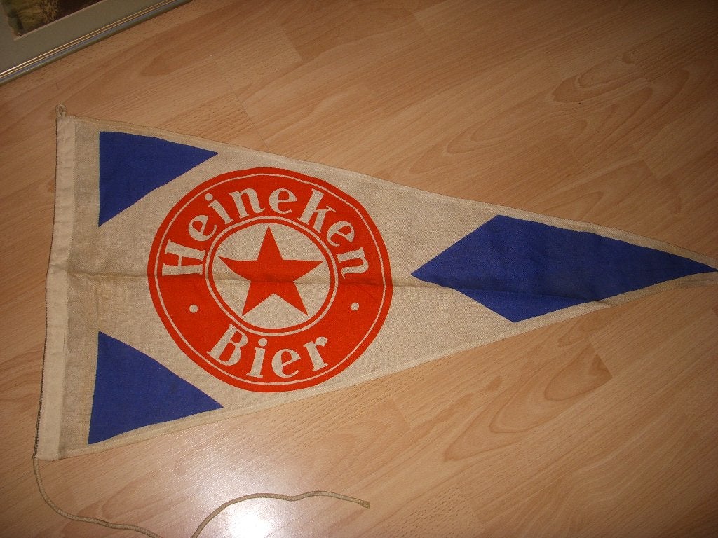 OUDE puntvlag Heineken bier uit de jaren 60, Ophalen of Verzenden, Zo goed als nieuw, Overige typen, Heineken