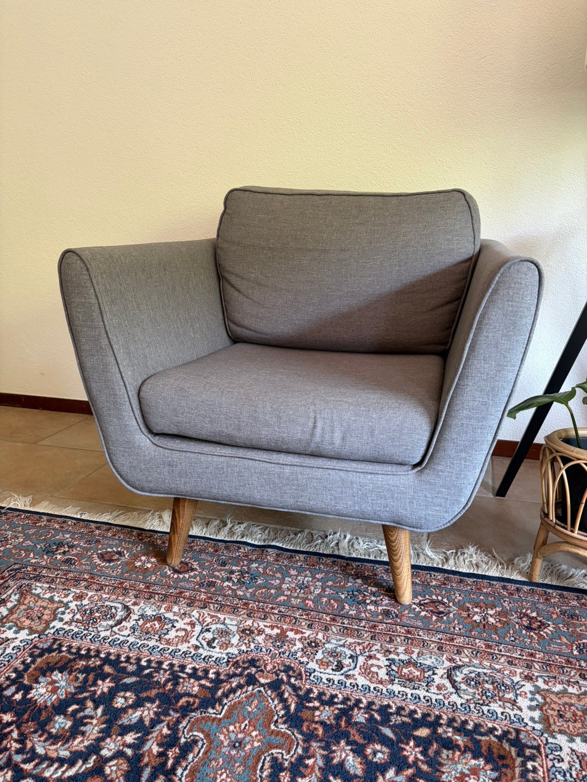 Grijze Fauteuil / loveseat Wehkamp, Huis en Inrichting, Fauteuils, Ophalen, Gebruikt, 75 tot 100 cm, 75 tot 100 cm