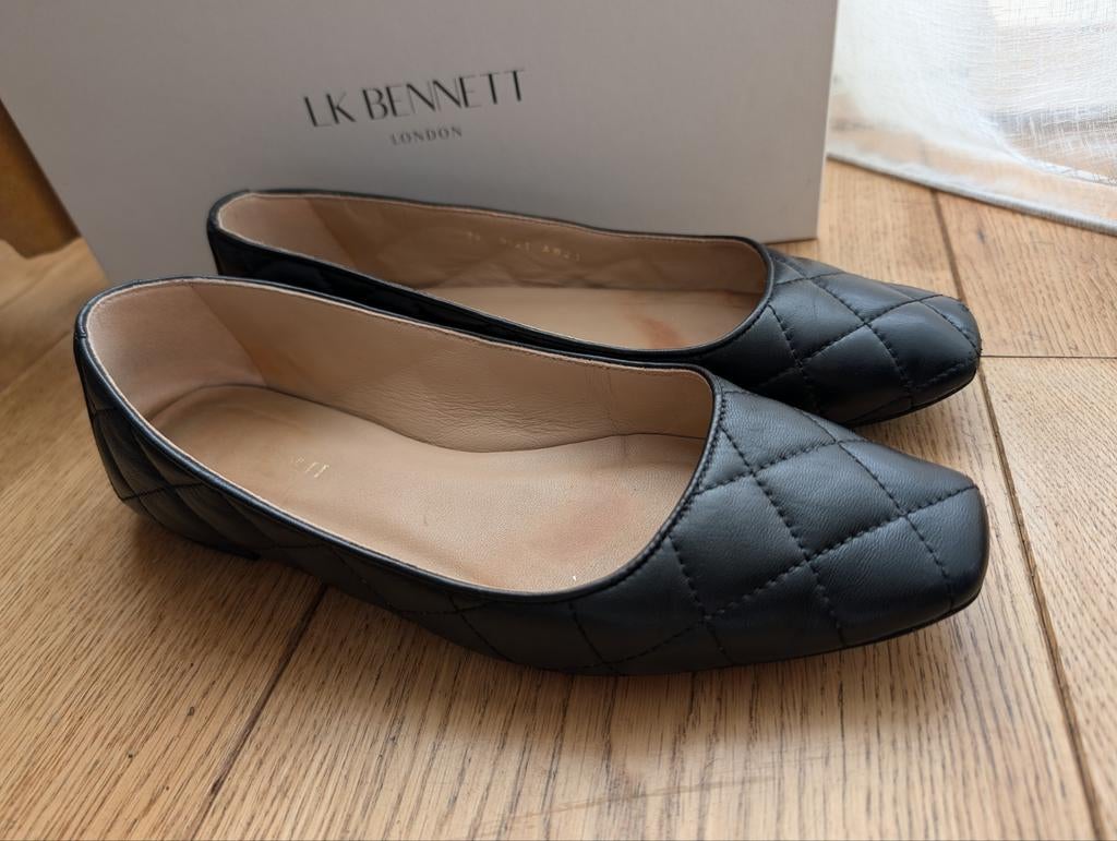 LK Bennett Navy Doorgestikte Ballerina's - Maat 37, LK Bennett, Blauw, Gedragen, Ballerina's