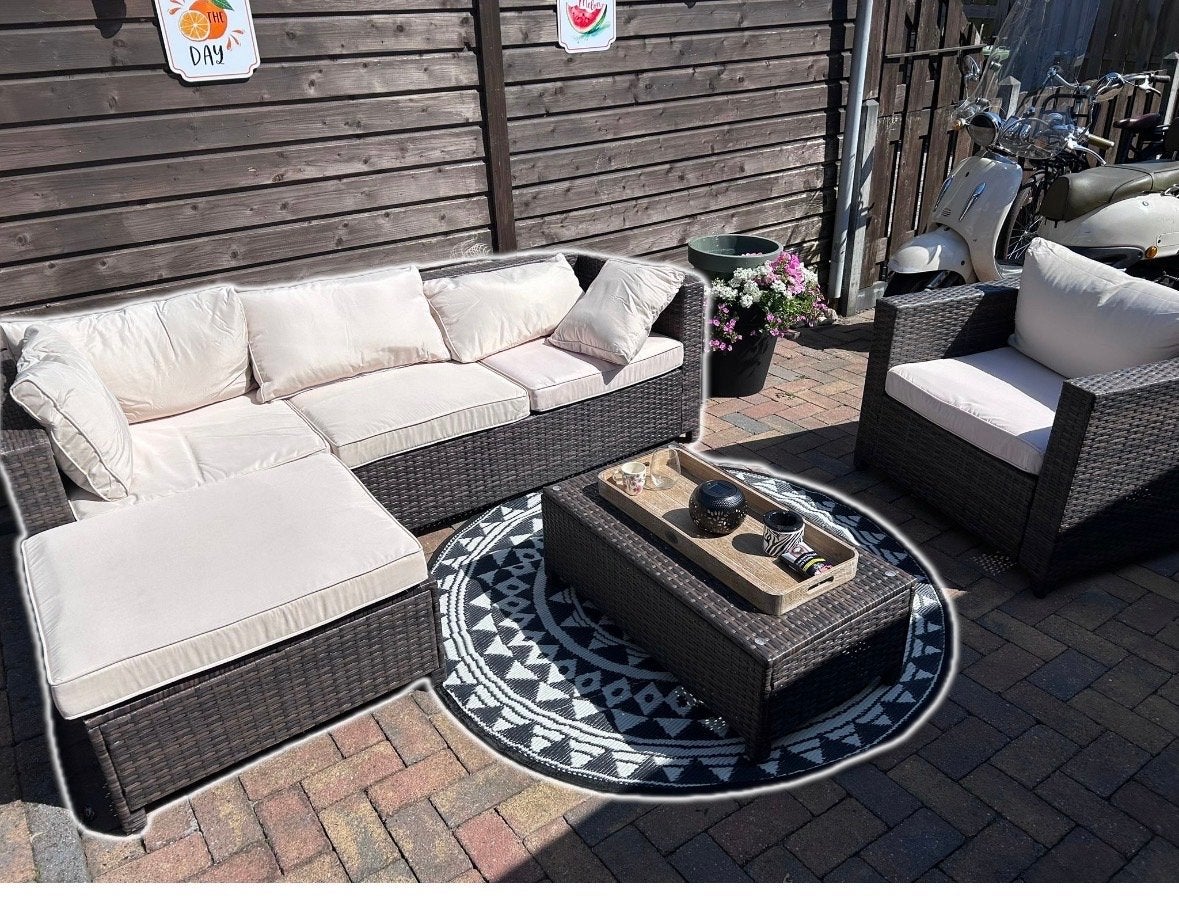 Loungeset te koop (zonder kussens), Tuin en Terras, Ophalen, 5 zitplaatsen, Gebruikt, Loungeset