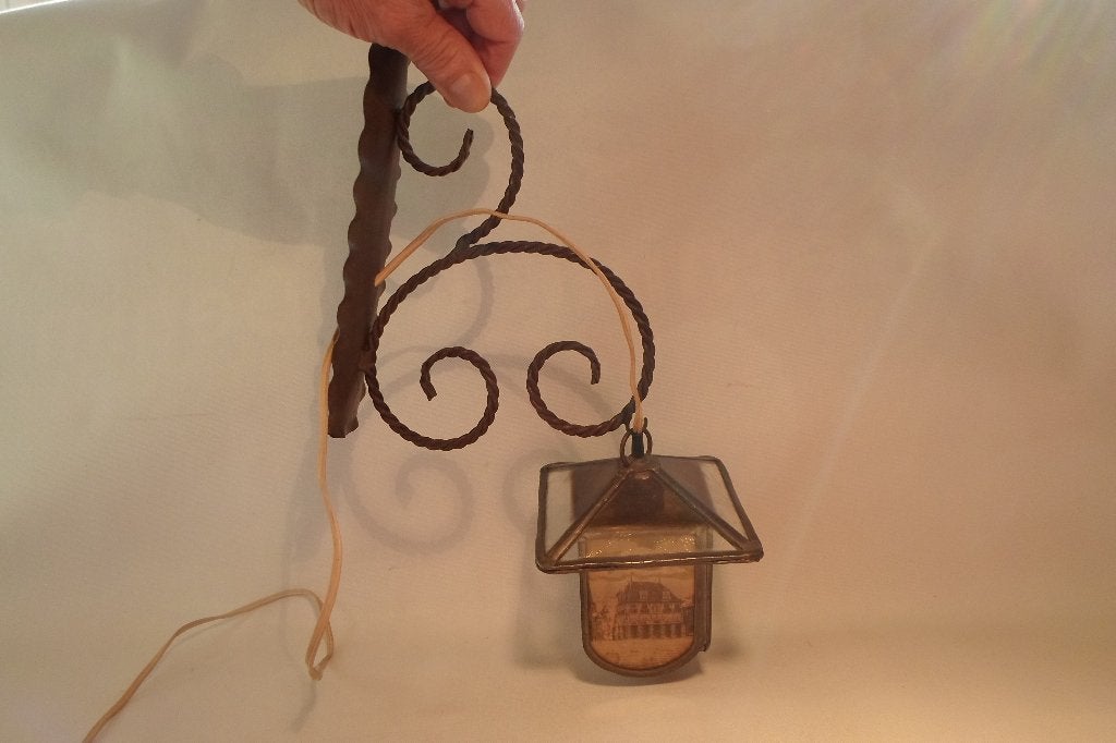 Antiek Glas In Lood Lampje Hoorn, Antiek en Kunst, Antiek | Lampen, Ophalen of Verzenden
