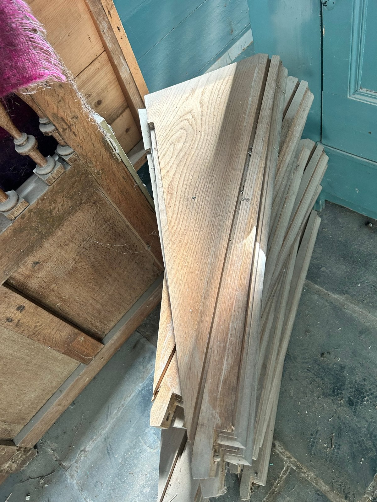 Eiken wenteltrap treden (16 stuks, 46mm dik) uit kerk, Ophalen, Gebruikt, Trap, 2 tot 4 meter