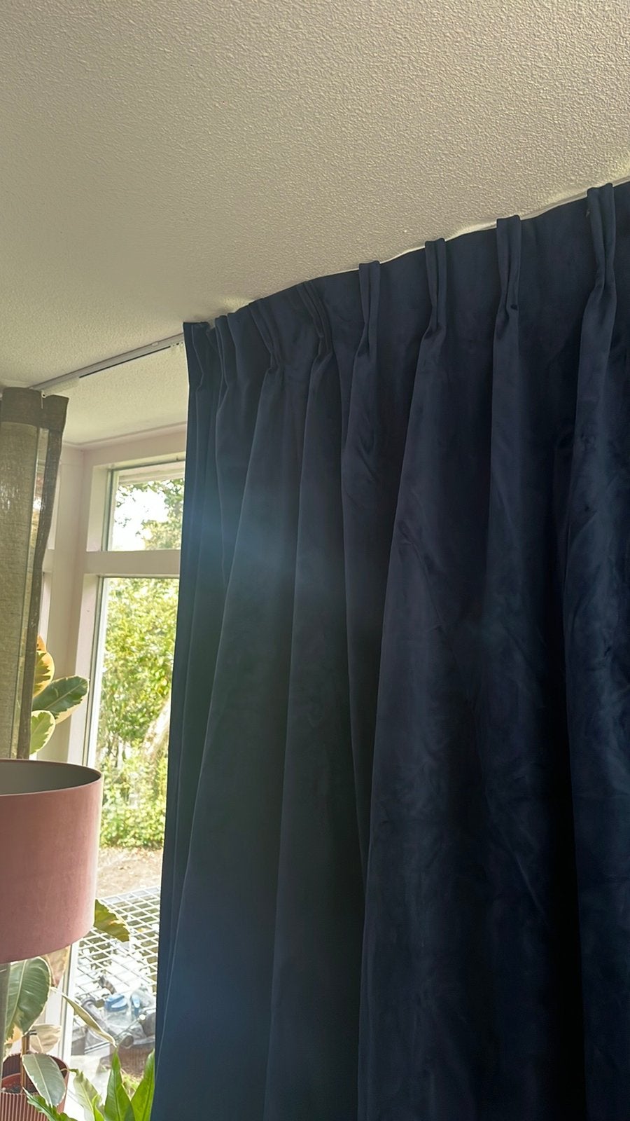 Nieuw binnen velours gevoerd blauw overgordijn 400 breed 275, Overige materialen, 400 cm, Overgordijn, Coulisse