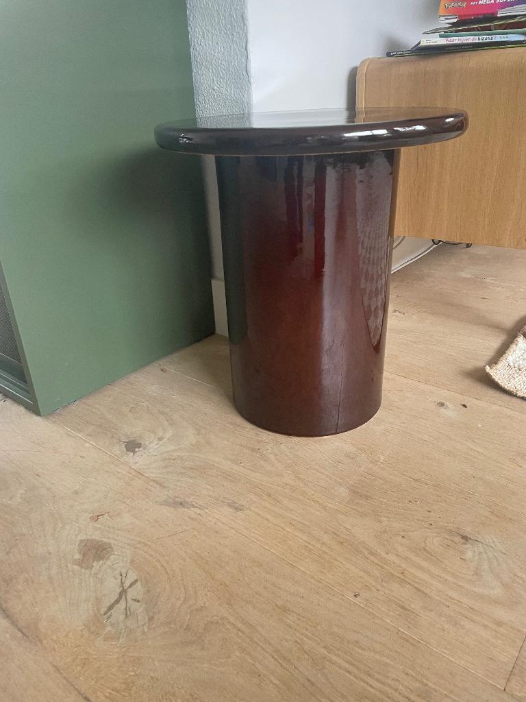 Bijzettafel keramiek bruin (Floor Karwei), Ophalen, Minder dan 55 cm, Rond, Zo goed als nieuw