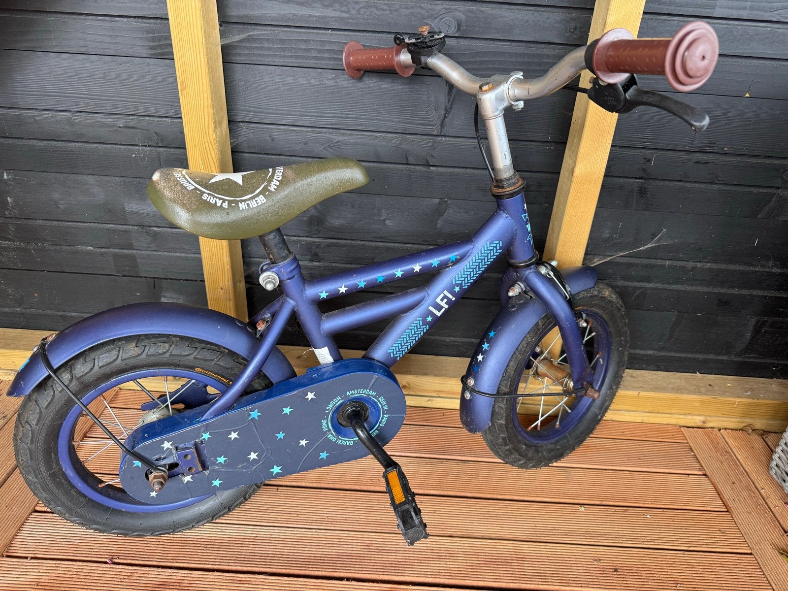 Kinderfiets 12 inch - LFI - Blauw, Fietsen en Brommers, Ophalen, Gebruikt, Minder dan 16 inch, Zijwieltjes