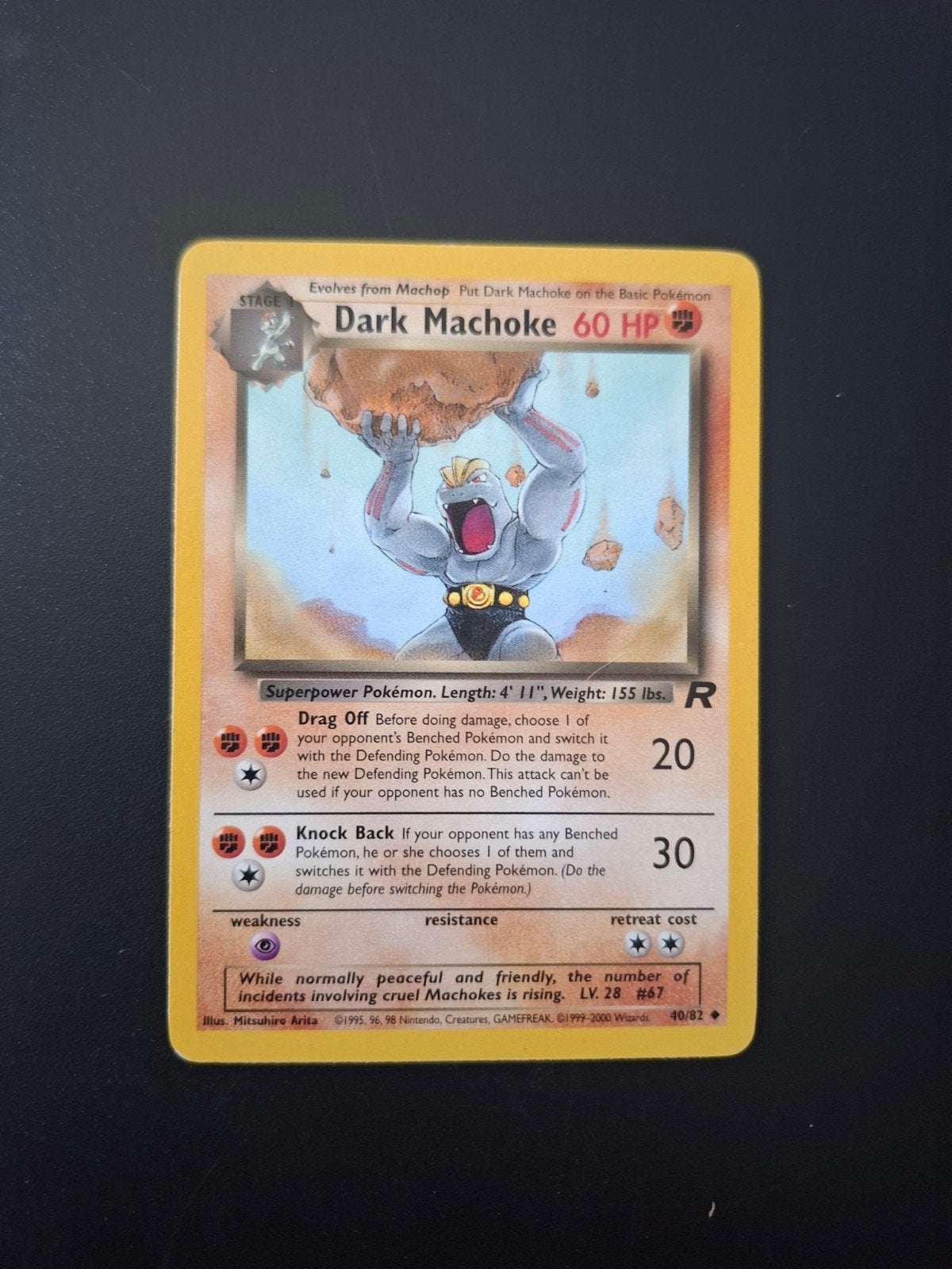 Dark Machoke 40/82 - Team Rocket Pokémon Kaart, Ophalen of Verzenden, Gebruikt, Losse kaart