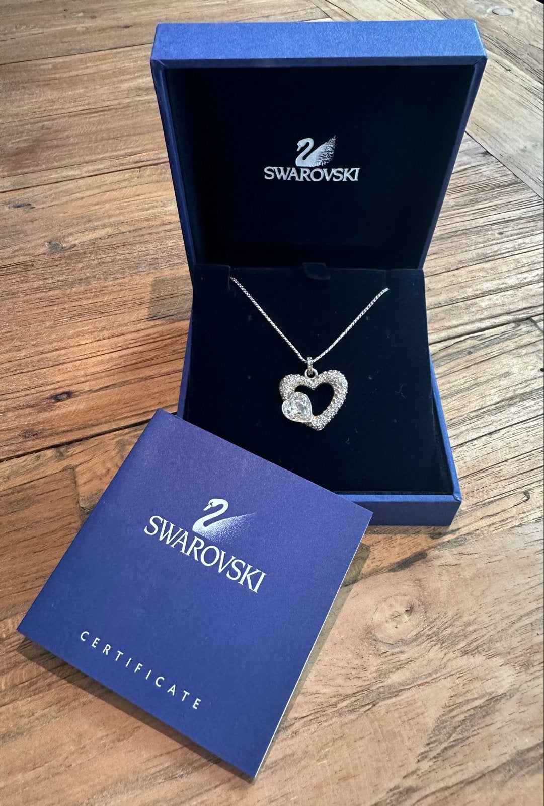 Swarovski ketting met hart hanger en kristallen, Met kristal, Overige materialen, Gebruikt, Ophalen of Verzenden
