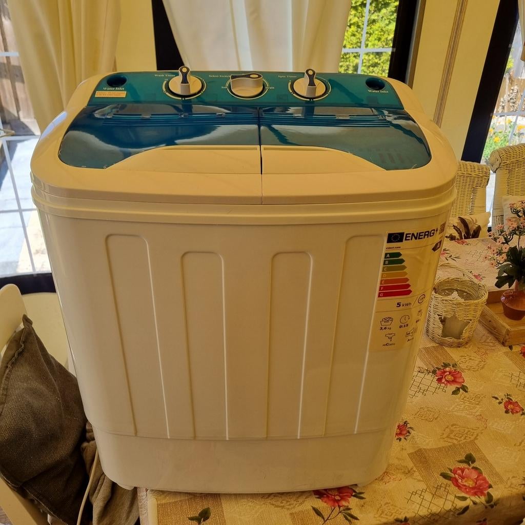 vidaXL Mini wasmachine met dubbele trommel 5,6 kg, Ophalen, Minder dan 1200 toeren, Minder dan 85 cm, 4 tot 6 kg