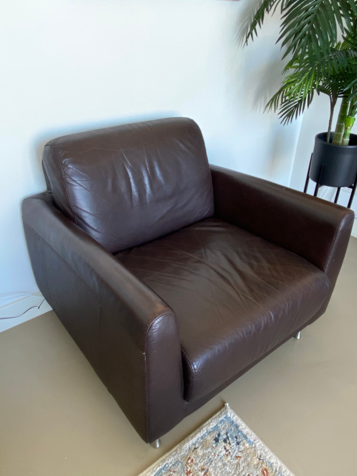 Leren lounge stoel, Ophalen, Zo goed als nieuw, Eenpersoons, Minder dan 150 cm