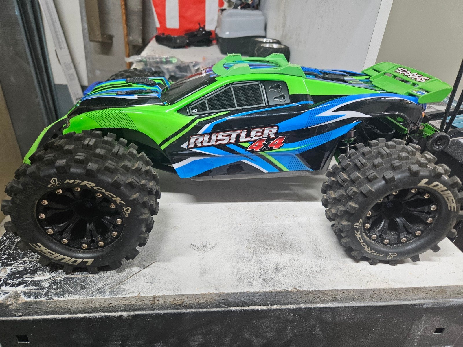 Traxxas Rustler 4x4 VXL RC Auto met veel extra's, Gebruikt, Auto offroad, Schaal 1:10, RTR (Ready to Run)