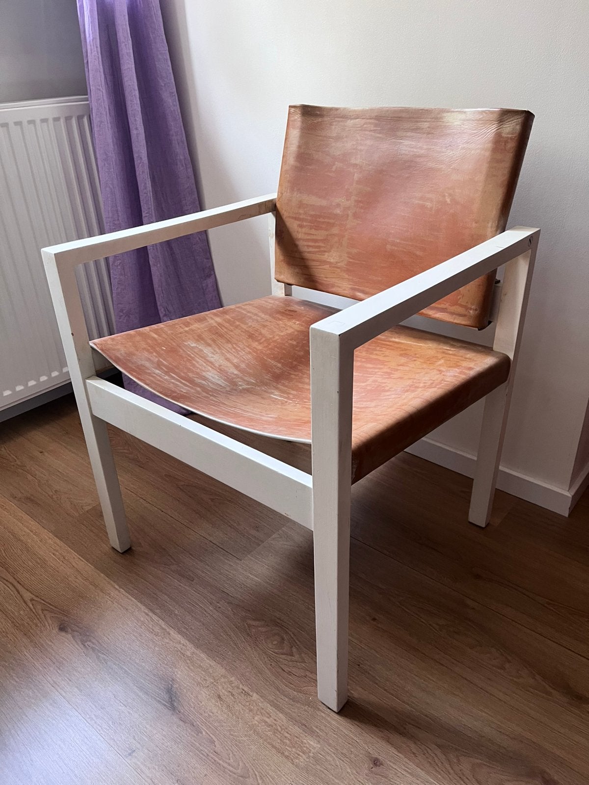 Stoel / fauteuil met leren bekleding, Ophalen, Gebruikt, Minder dan 75 cm, Leer