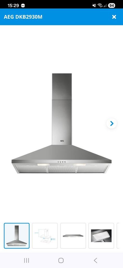 AEG DKB2930M Afzuigkap - Nieuw in doos, Witgoed en Apparatuur, Afzuigkappen, Ophalen, Nieuw, Vrijstaand, Wandschouwkap