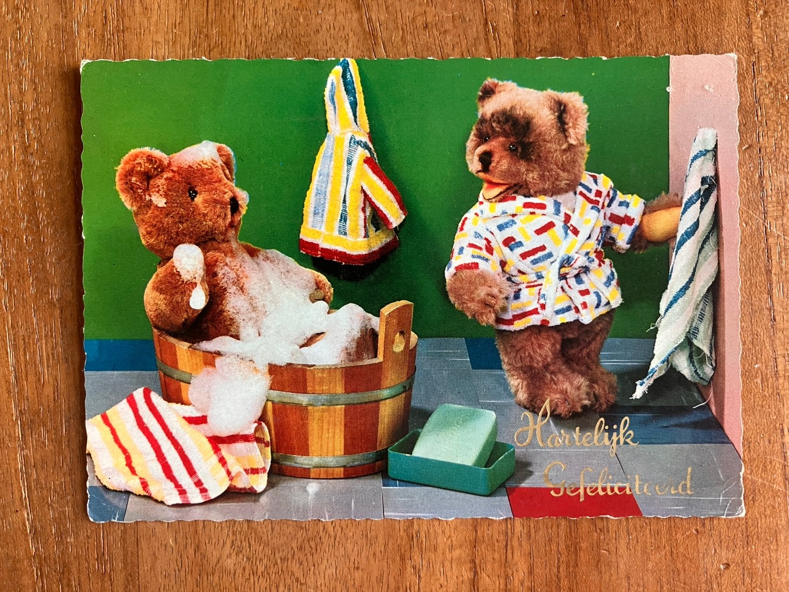 Teddyberen in Bad - Hartelijk Gefeliciteerd, Diversen, Ophalen of Verzenden, Gebruikt