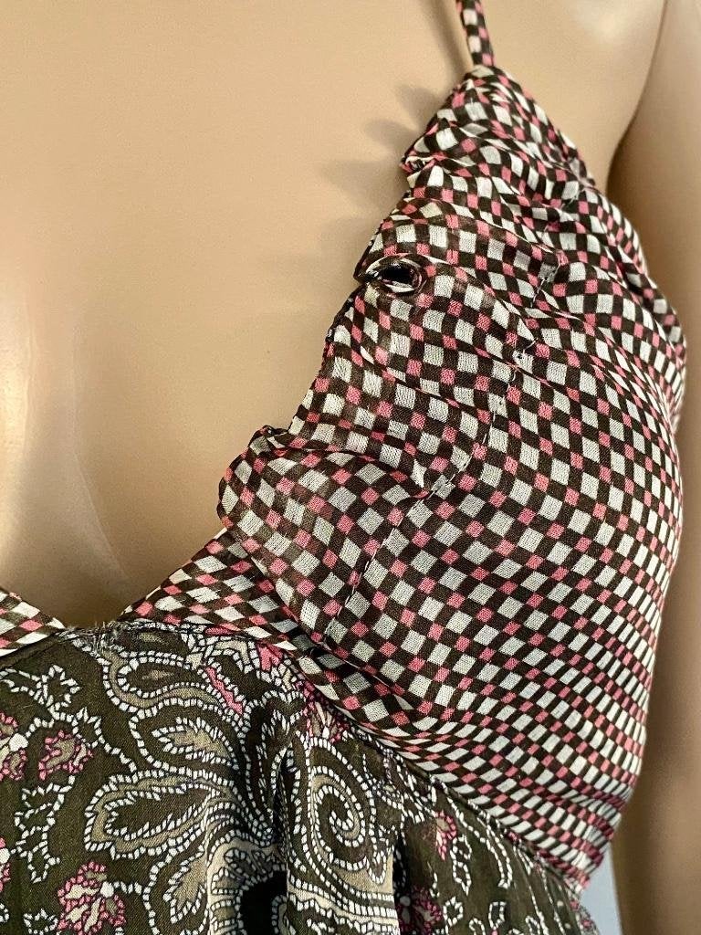 J321 Nieuw: lange zijden maxi-jurk maat 42=L grijs/bruin, Kleding | Dames, Mandarin and Mint, Maat 42/44 (L), Nieuw, Ophalen of Verzenden