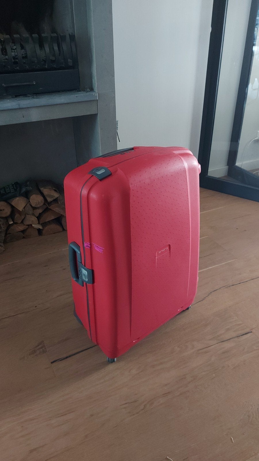Samsonite Koffer Rood, Ophalen, Hard kunststof, Wieltjes
