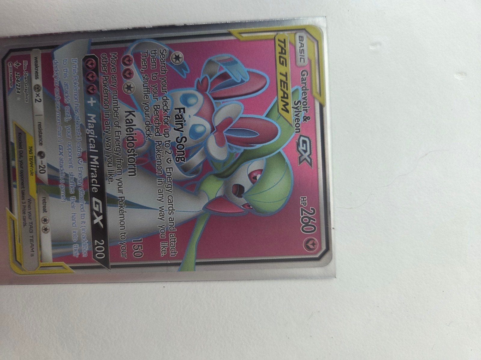 Gardevoir & Sylveon GX TAG TEAM Pokémon Kaart, Ophalen of Verzenden, Zo goed als nieuw, Losse kaart