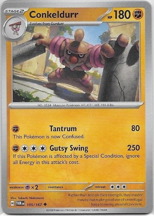 Twilight Masquerade,  Conkeldurr [uncommon] 105/167, Hobby en Vrije tijd, Verzamelkaartspellen | Pokémon, Nieuw, Losse kaart, Verzenden