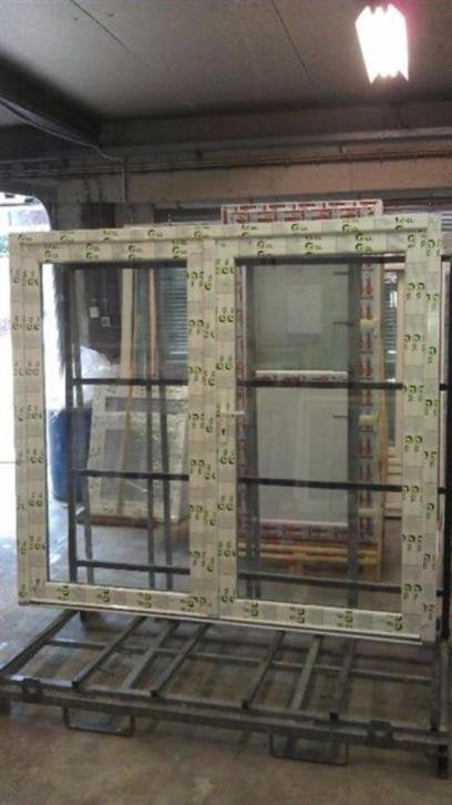 Dubbele deur kunststof 180 x h215 cm wit RAL 9016, Doe-het-zelf en Verbouw, Deuren en Horren, Niet ingevuld, 120 cm of meer, Niet ingevuld