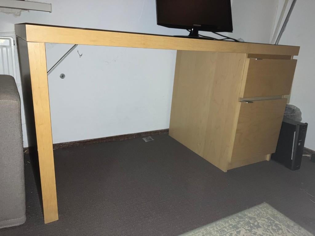 Gratis IKEA JONAS bureau met ladeblok, Huis en Inrichting, Ophalen, Demontabel, Gebruikt, 65 cm