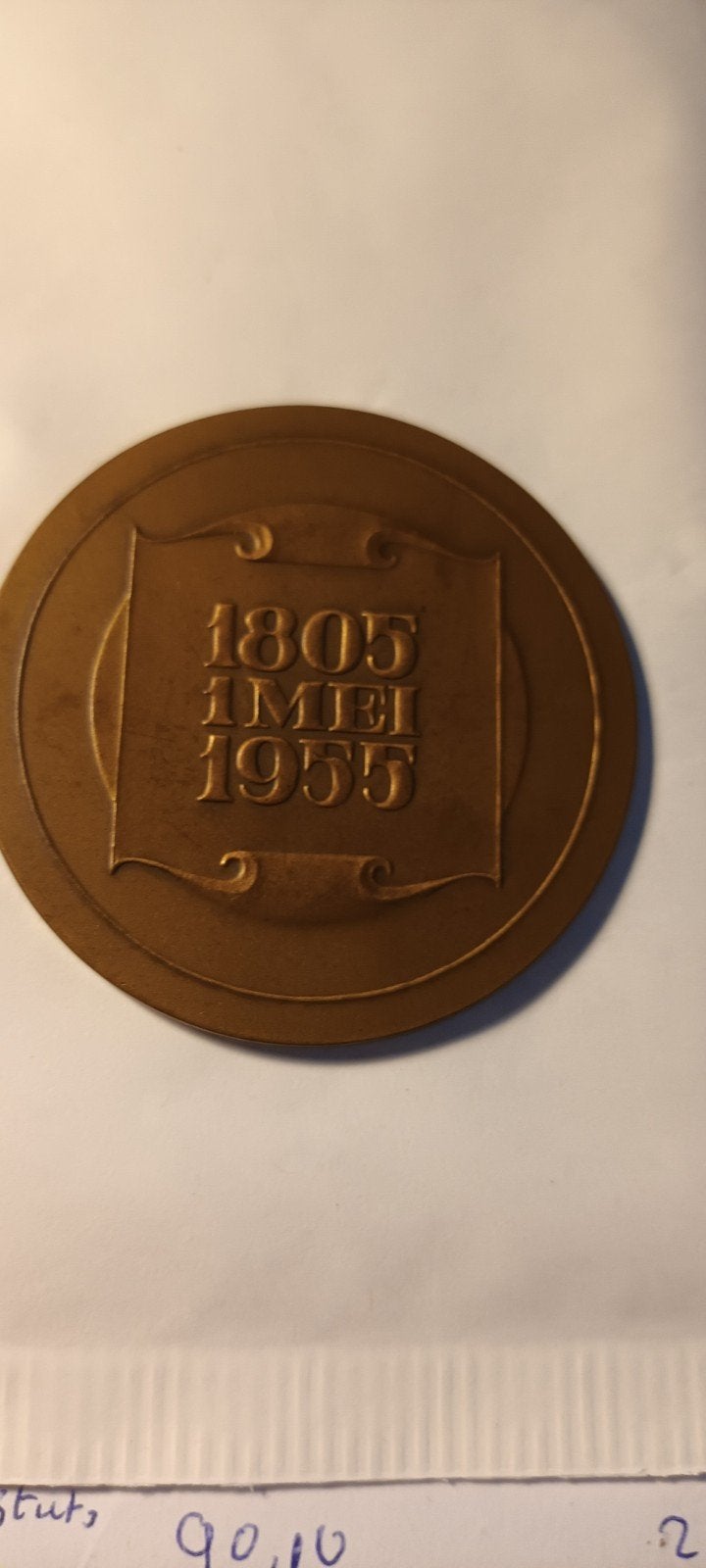 Historische Medaille 1805-1955, Postzegels en Munten, Penningen en Medailles, Verzenden, Brons, Nederland