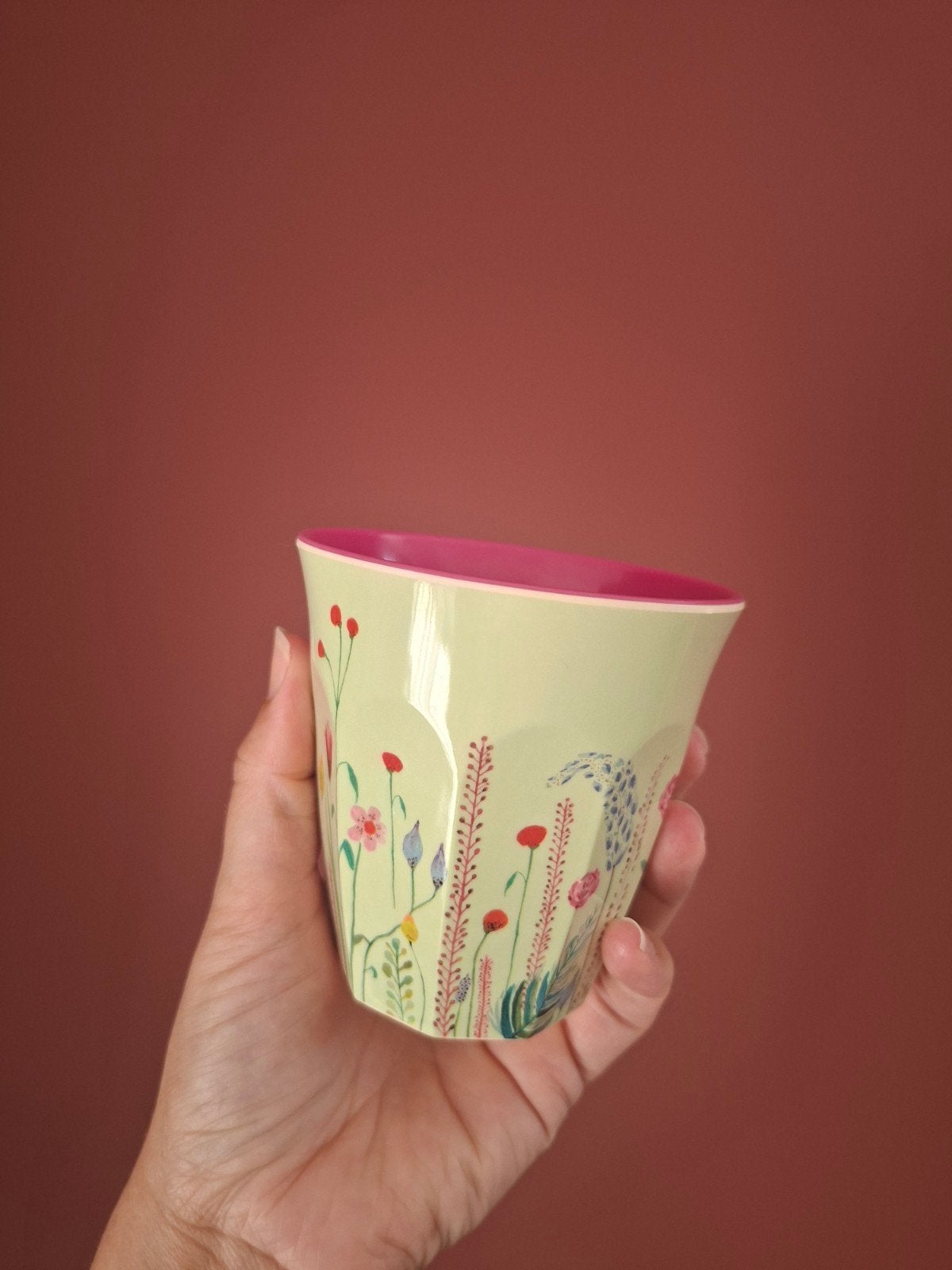 Mooie Rice beker met bloemenprint, Huis en Inrichting, Overige typen, Kunststof, Ophalen of Verzenden, Zo goed als nieuw