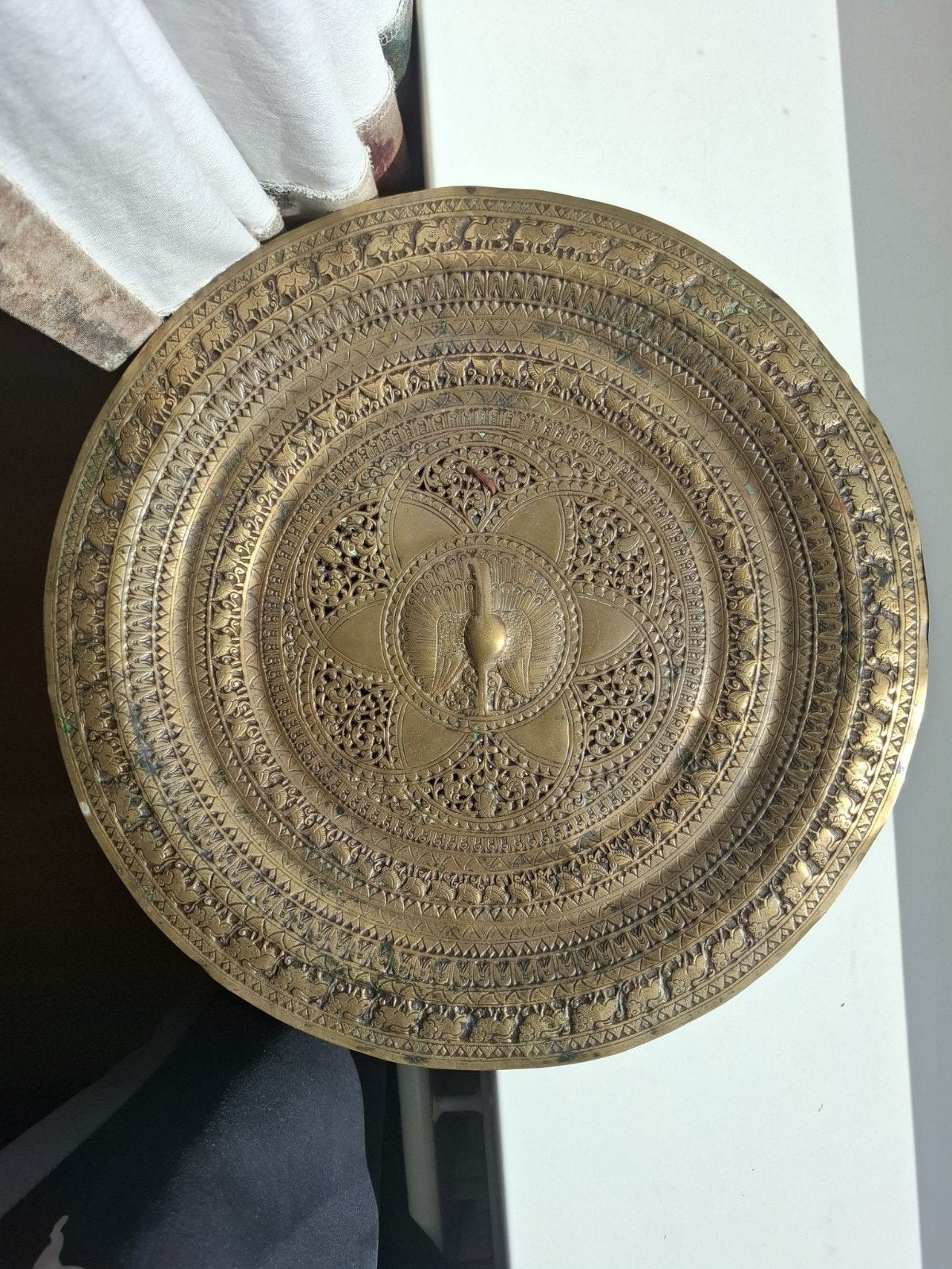 Schaal India, Wanddecoratie, Goud, India, Handgemaakt