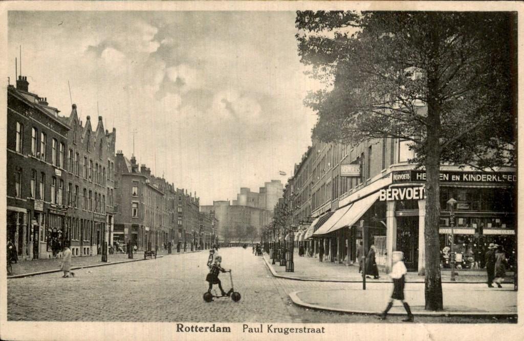 Rotterdam - Paul Krugerstraat - Bervoets winkel, Verzamelen, Ophalen of Verzenden, 1920 tot 1940, Gelopen, Zuid-Holland