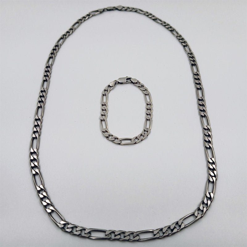 Zilveren figaro ketting en armband set, Sieraden, Tassen en Uiterlijk, Kettingen, Ophalen of Verzenden, Zo goed als nieuw, Zilver