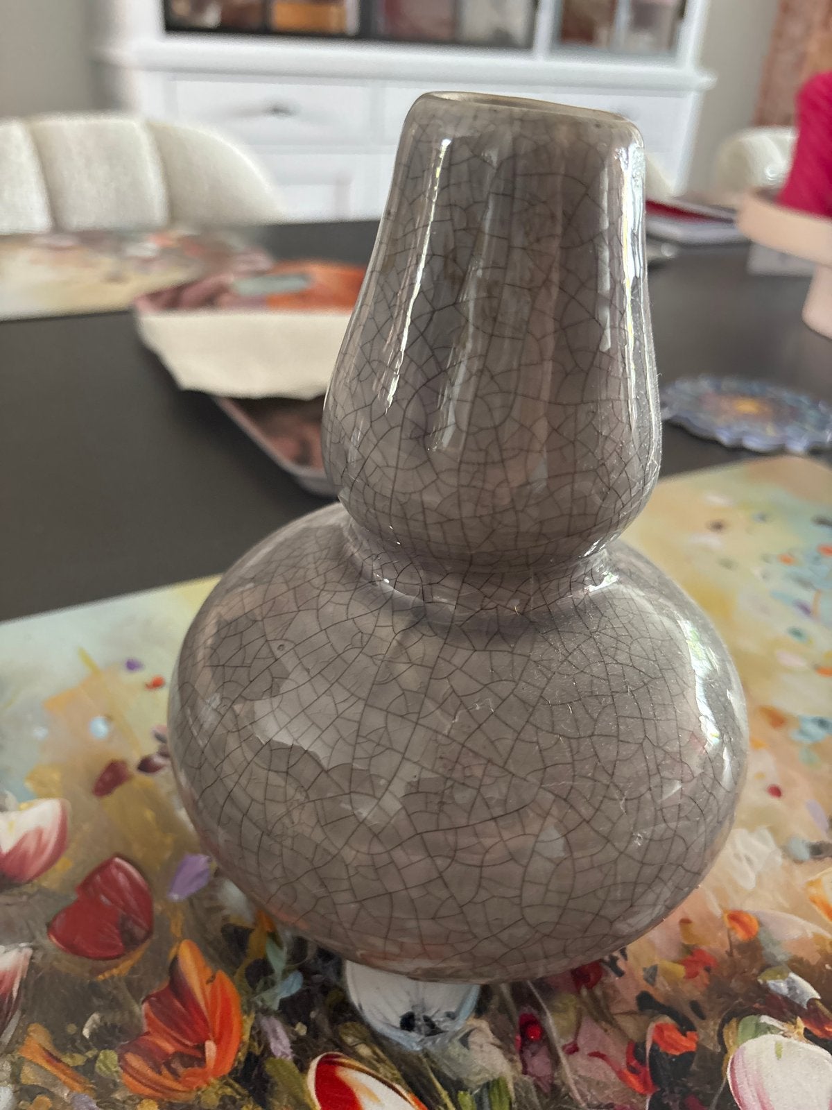 Unieke Craquelé Vaas - Grijs Keramiek, Antiek en Kunst, Ophalen
