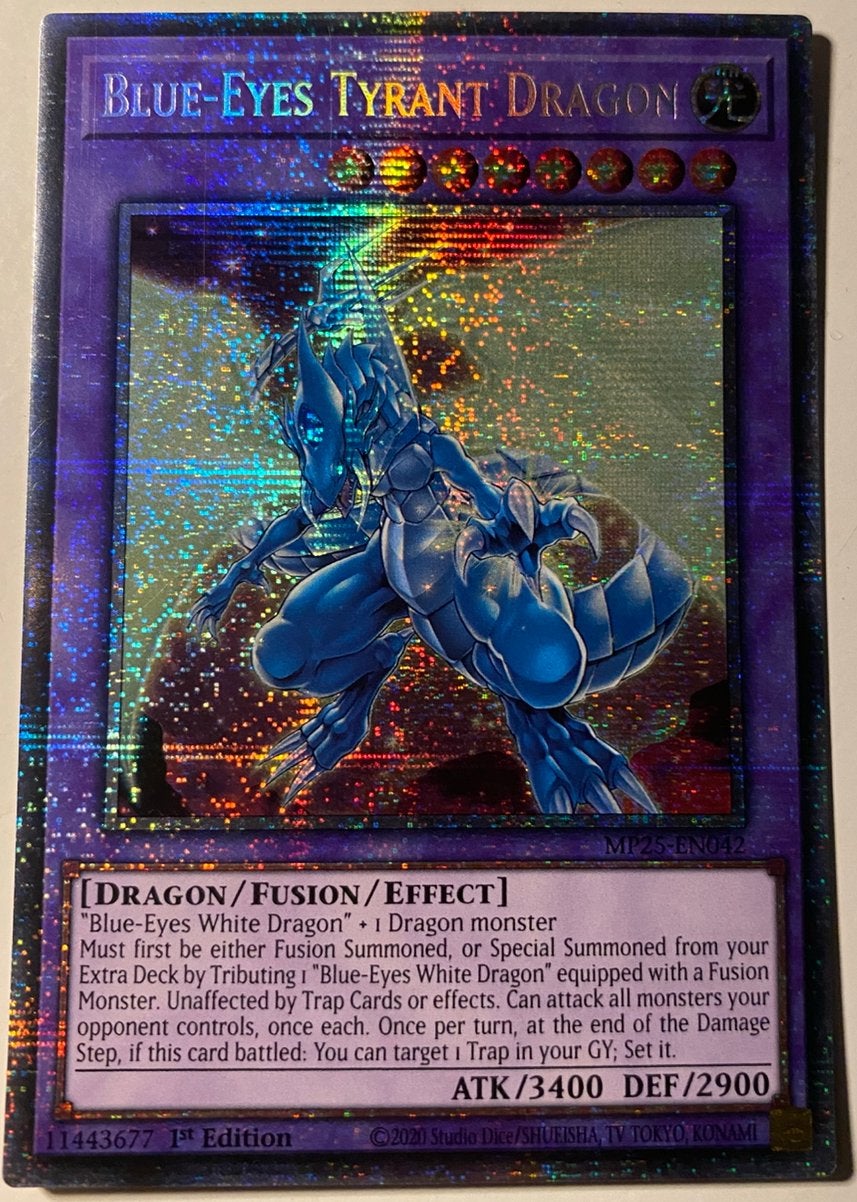 Yu-Gi-Oh! Blue-Eyes Tyrant Dragon MP25 1st Starlight Rare !, Ophalen of Verzenden, Zo goed als nieuw, Losse kaart, Foil