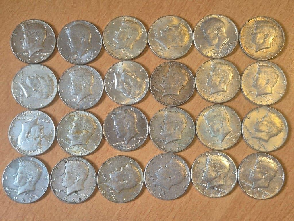 USA 24x Half Dollar Kennedy 1965-1970 Zilver, Ophalen of Verzenden, Buitenland, Munten