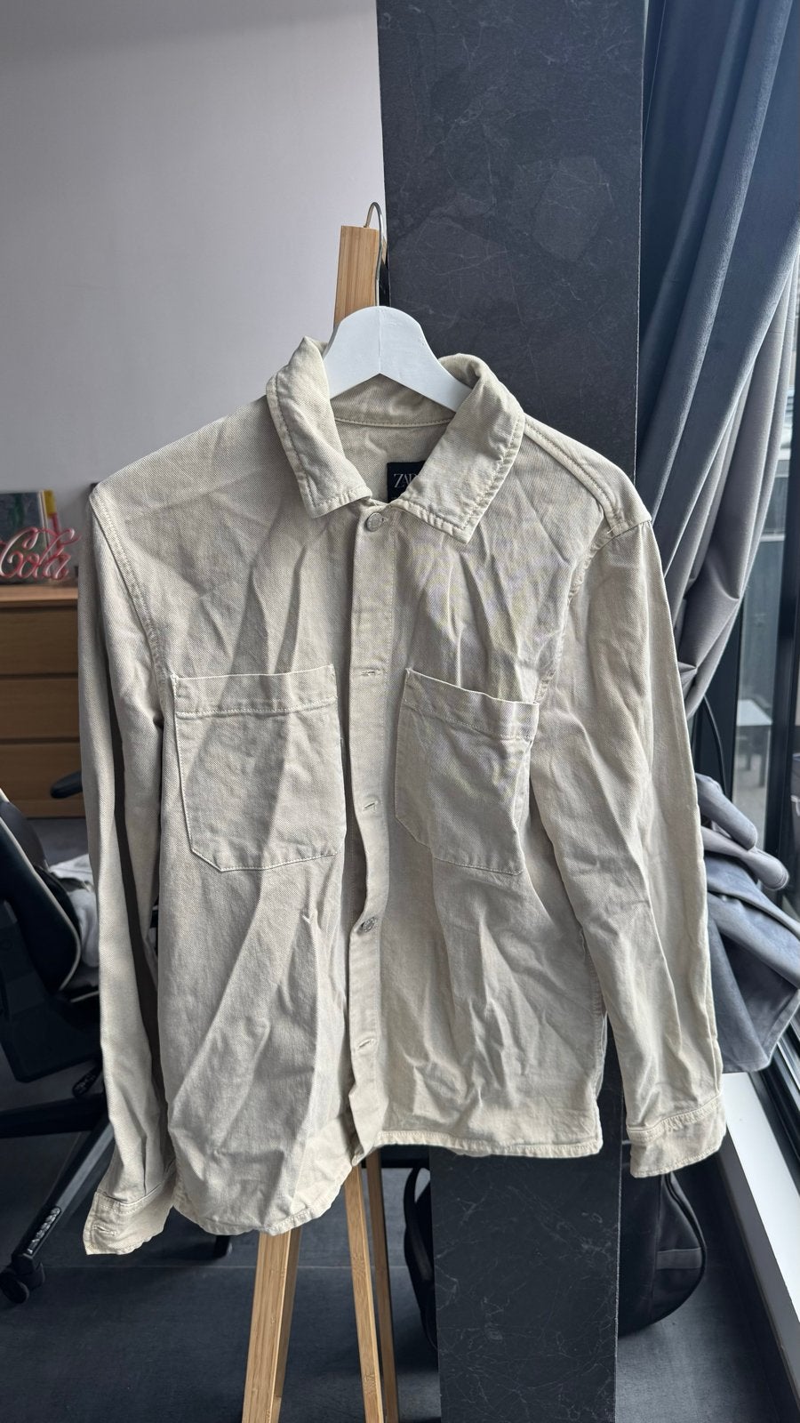 Zara overhemd jasje beige maat S, Ophalen, Zo goed als nieuw, Beige, Halswijdte 38 (S) of kleiner
