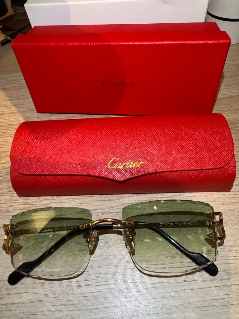 Cartier Bril - Luxe Montuur met Groene Glazen, Zo goed als nieuw, Groen, Bril, Ophalen