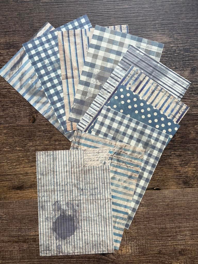 10 vel vintage look papier, blauw, Ophalen of Verzenden, Nieuw, Papier of Karton