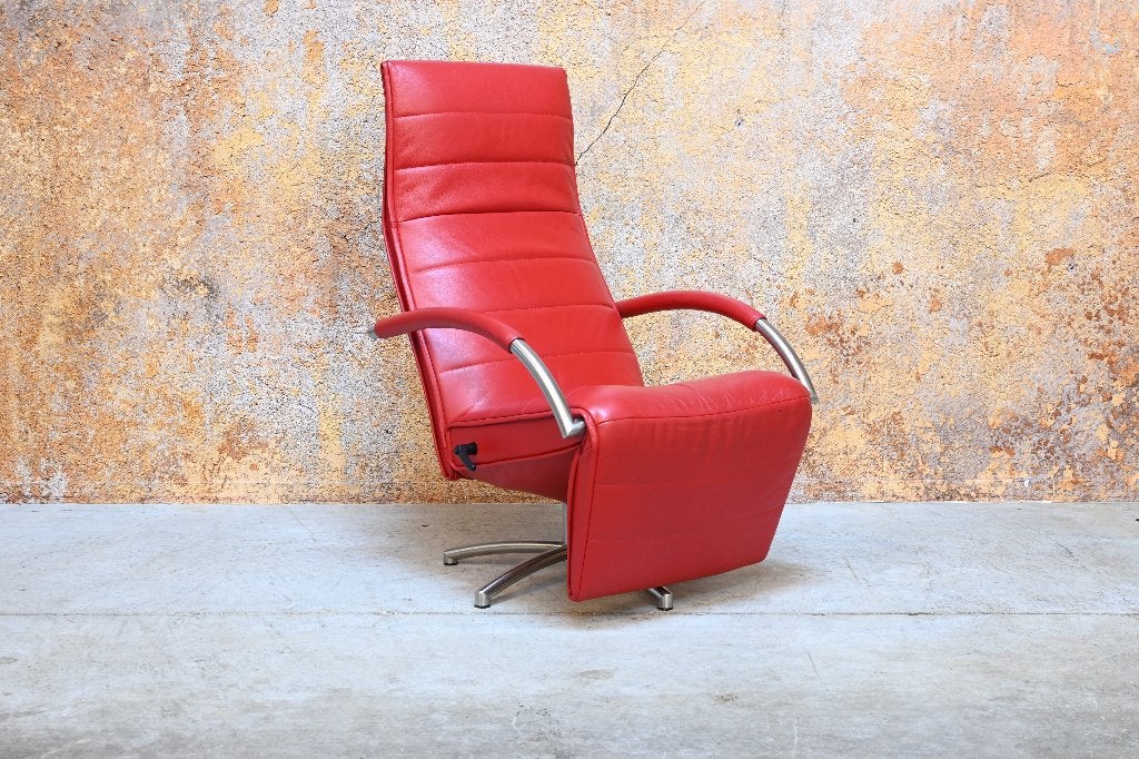 ZGANieuw rode leren Jori Mensana design relax fauteuil, Jori, 75 tot 100 cm, Ophalen of Verzenden, Jori