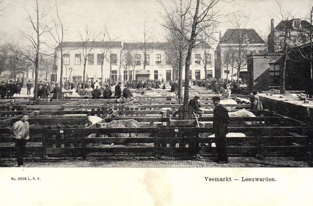Veemarkt - Leeuwarden - ongelopen, Verzamelen, Ophalen of Verzenden, 1920 tot 1940, Ongelopen, Friesland
